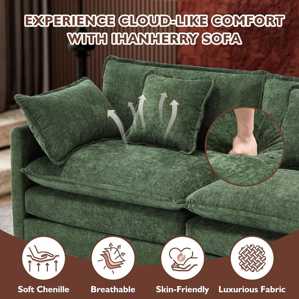 ihanherry 146-inch U-shaped modern sofa modular area cloud sofa wourant