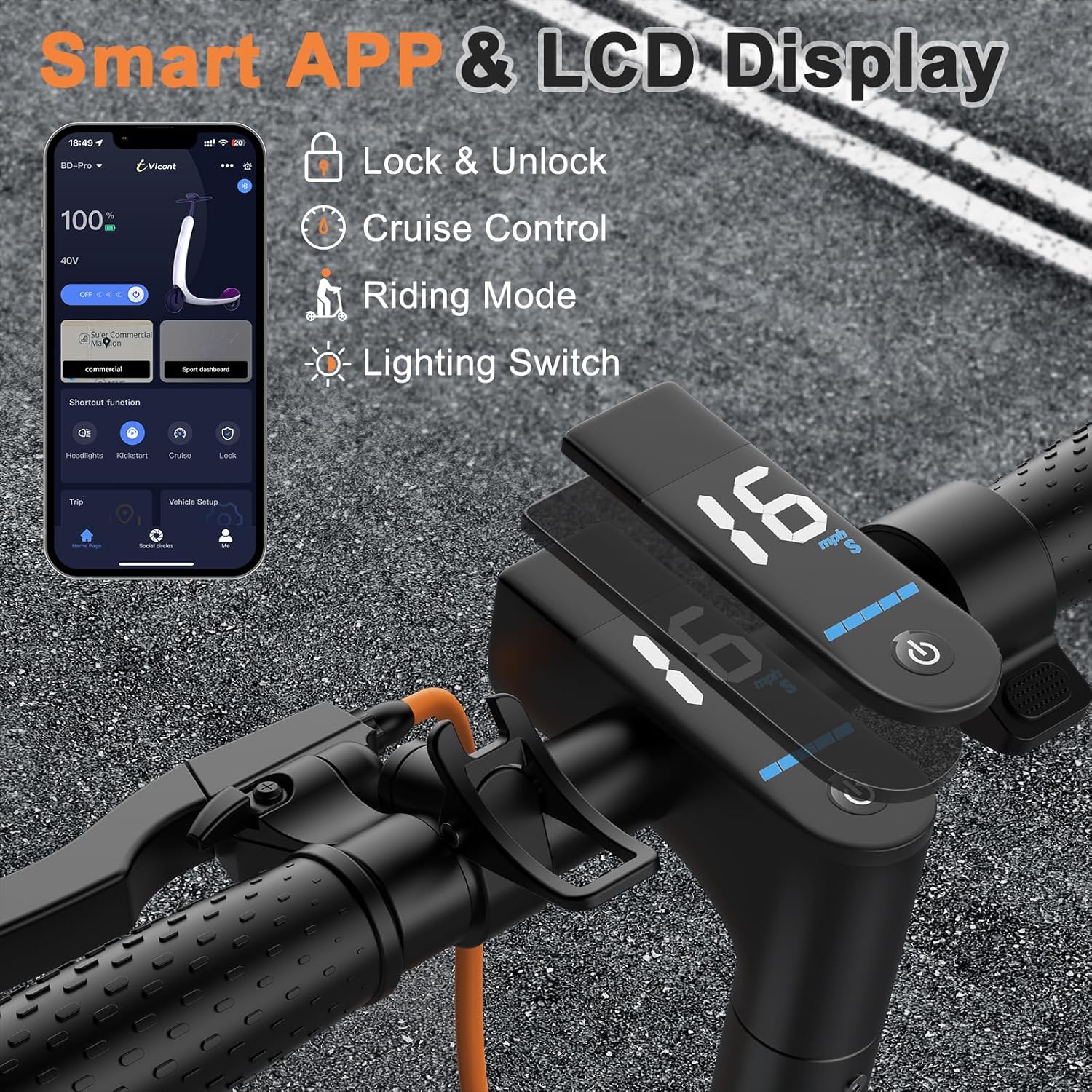 Volpam electric scooter Powerful electric motor Solid tires 28/21/12 mile range wourant