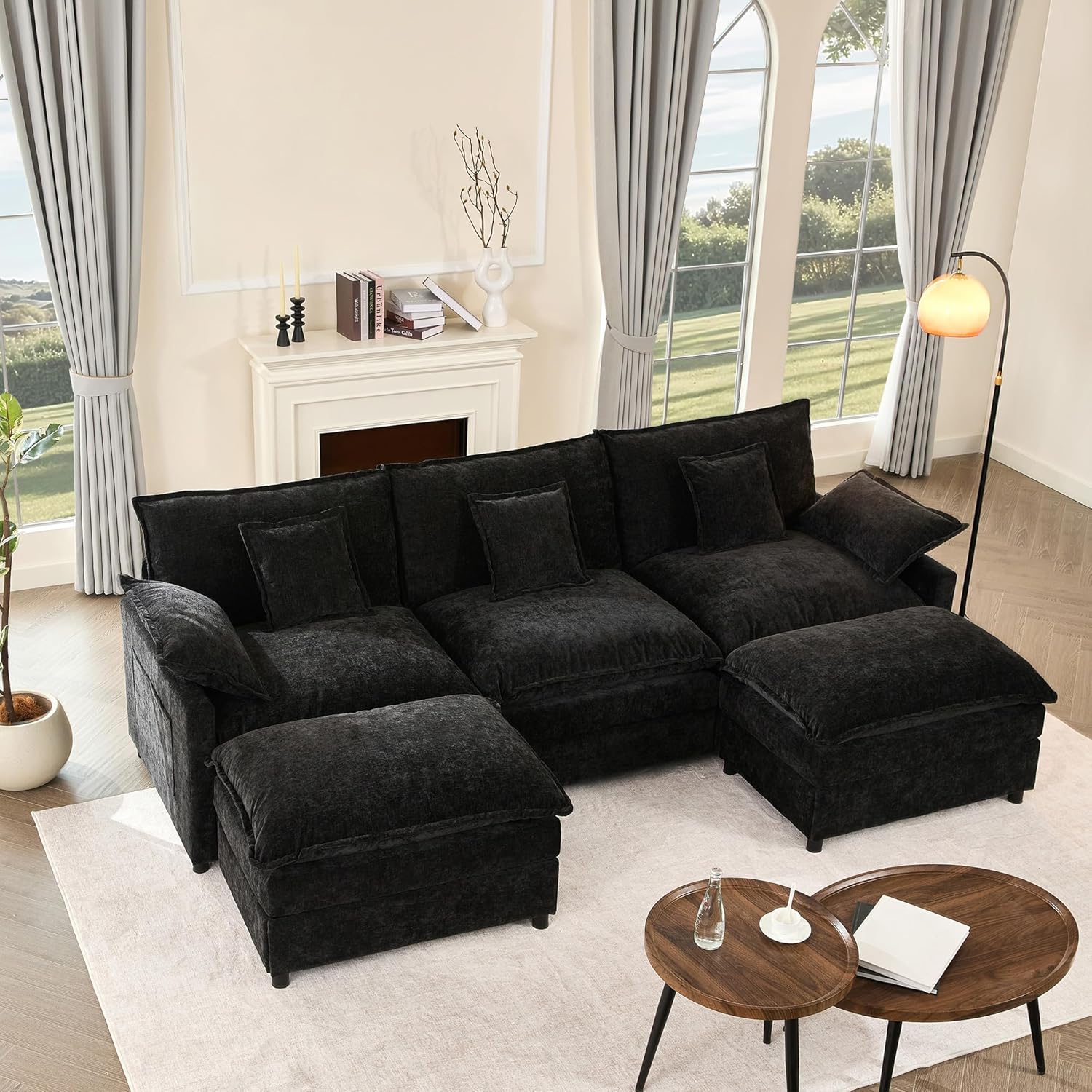 108" U-shaped sofa modular sofa three-seater comfortable cloud sofa wourant