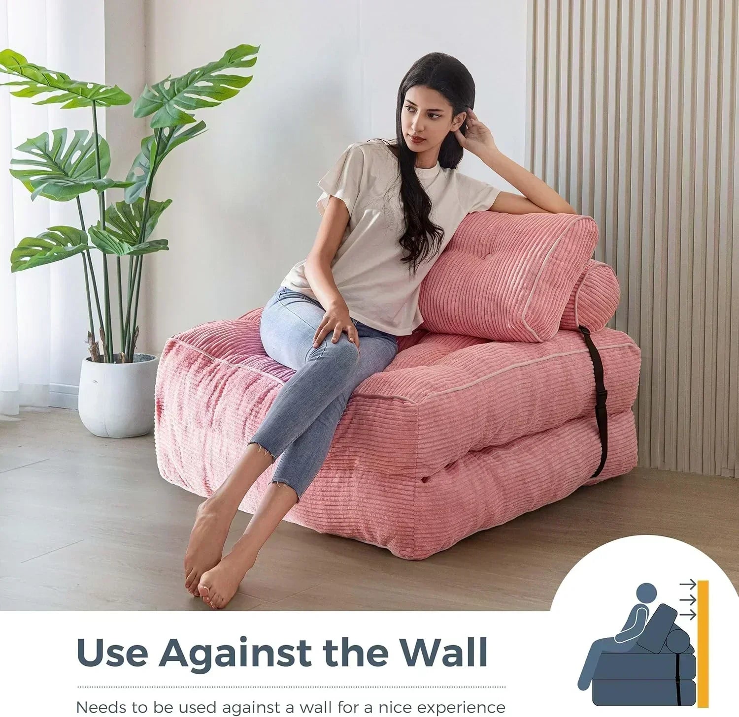 MAXYOYO Folding Sofa Bed Convertible Sleeper Chair with Pillow Foldable Mattress with Back Support wourant