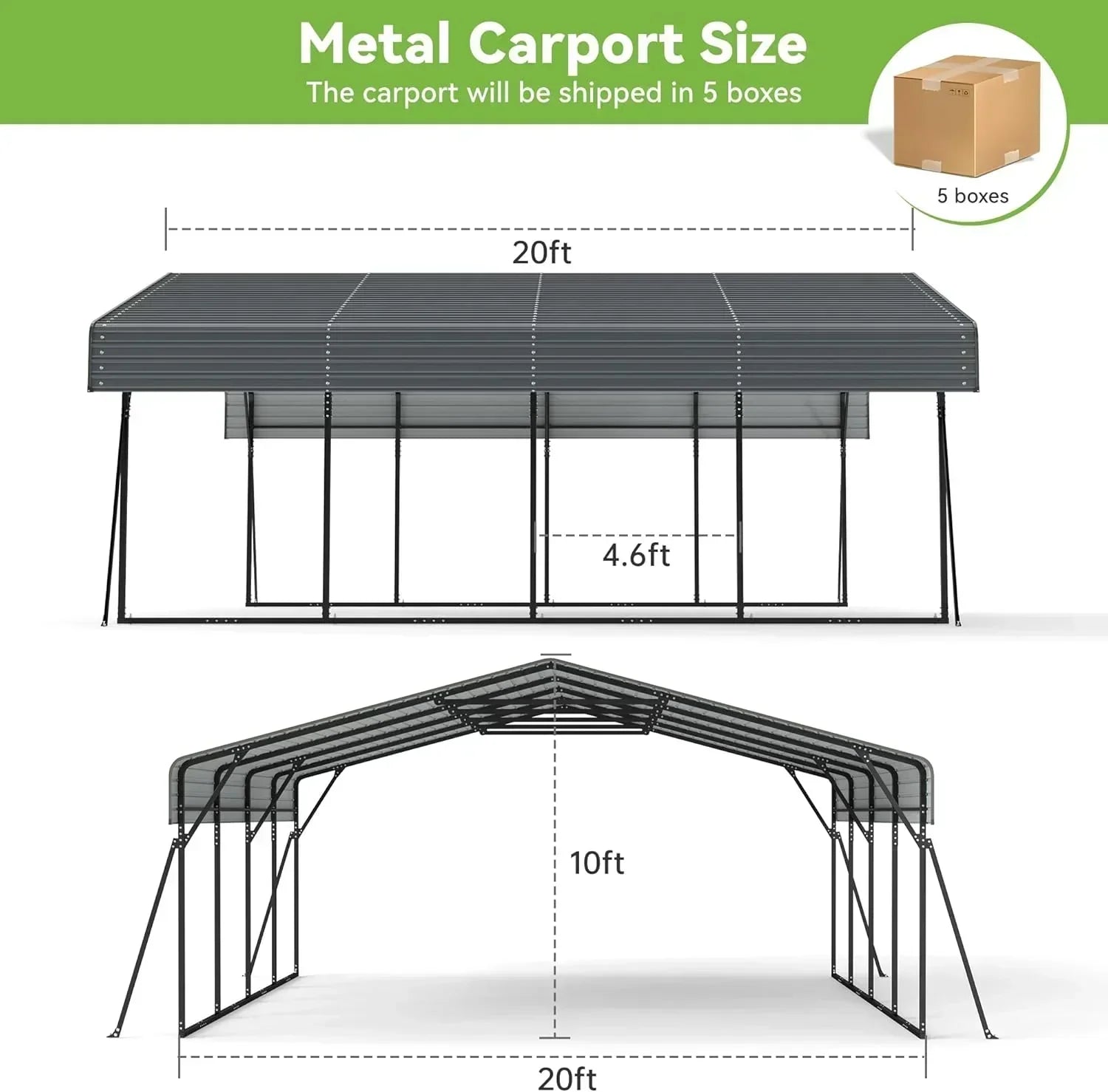 10'x15' Heavy Duty Metal Carport Outdoor Garage Car Shelter Shade with Heavier Frame wourant