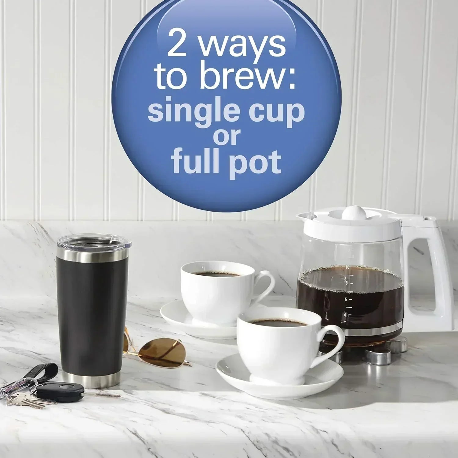 Hamilton Beach 2-Way 12 Cup Programmable Drip Coffee Maker Single Serve Machine Glass Carafe wourant