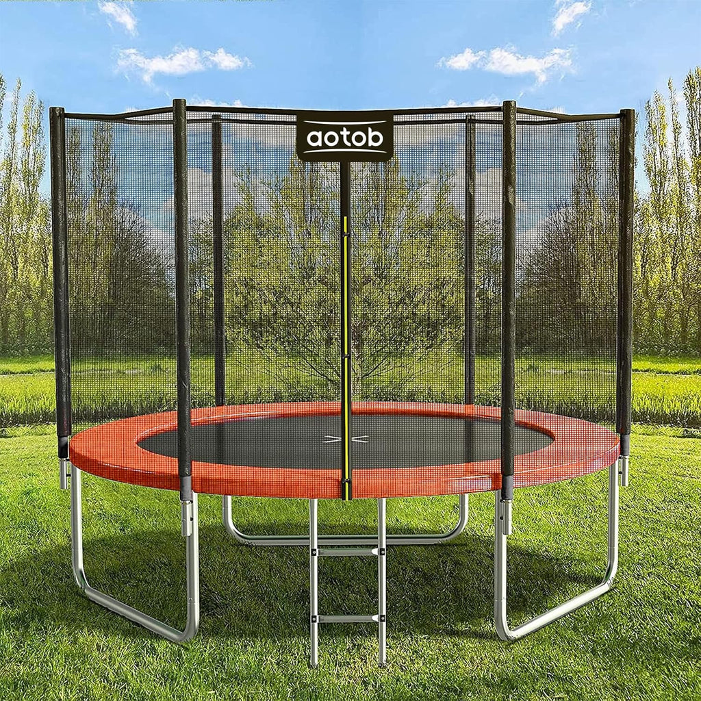 AOTOB 8FT 10FT 12FT 14 FT 15FT Trampoline with Safety Enclosure Net Outdoor Trampoline wourant