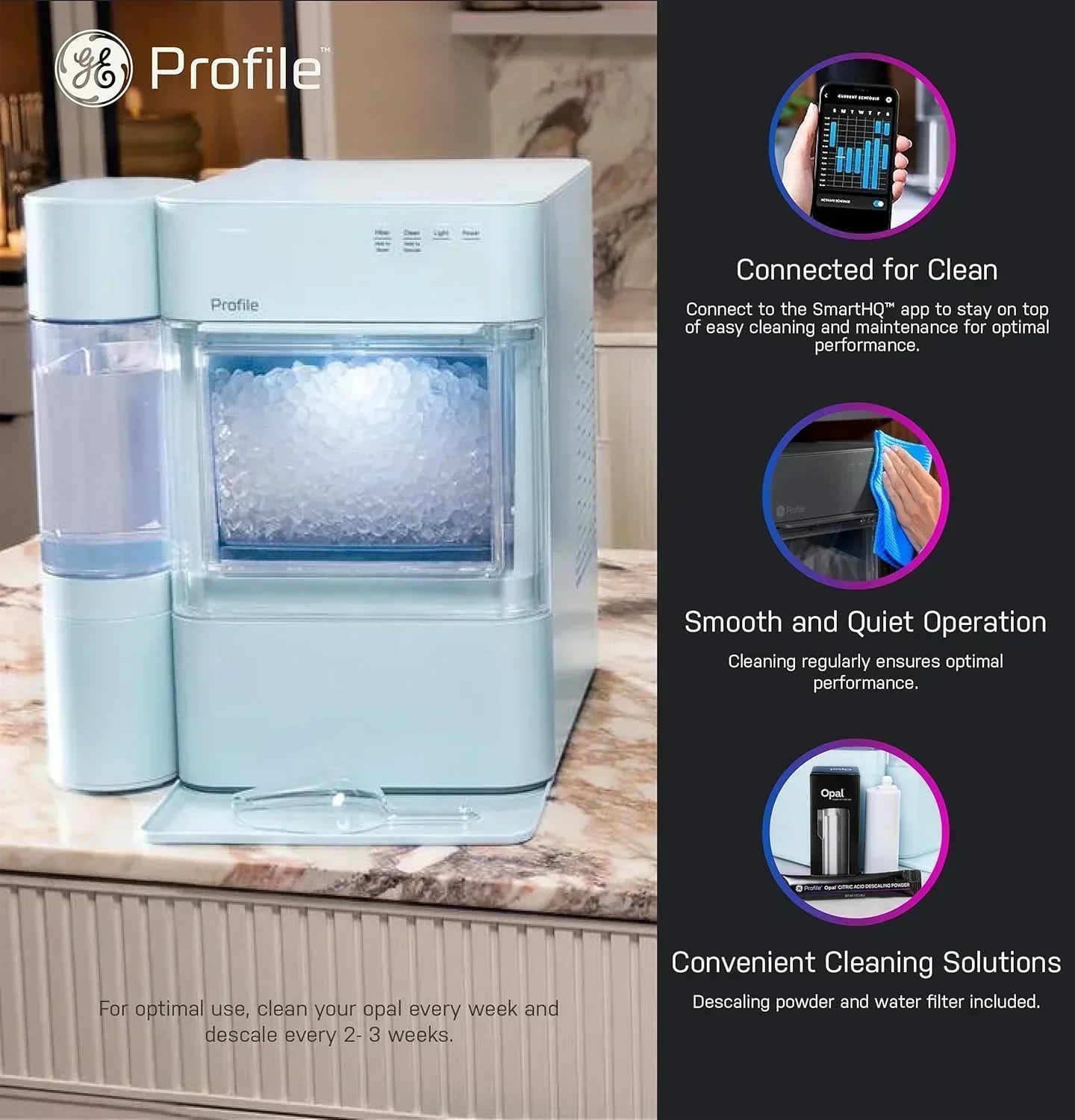 GE Profile Opal 2.0 XL with 1 Gallon Tank Chewable Crunchable Countertop Nugget Ice Maker wourant
