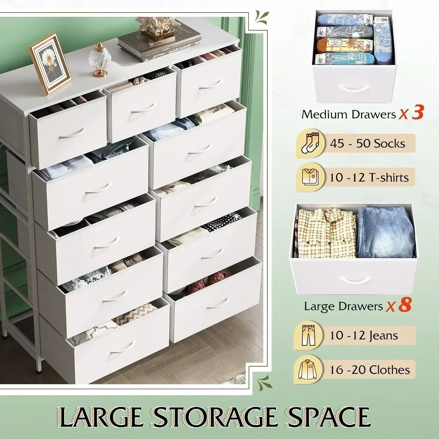 Storage Organizer Unit 11 Fabric Bins Storage Drawers Organizer Steel Frame Tall Storage Tower wourant