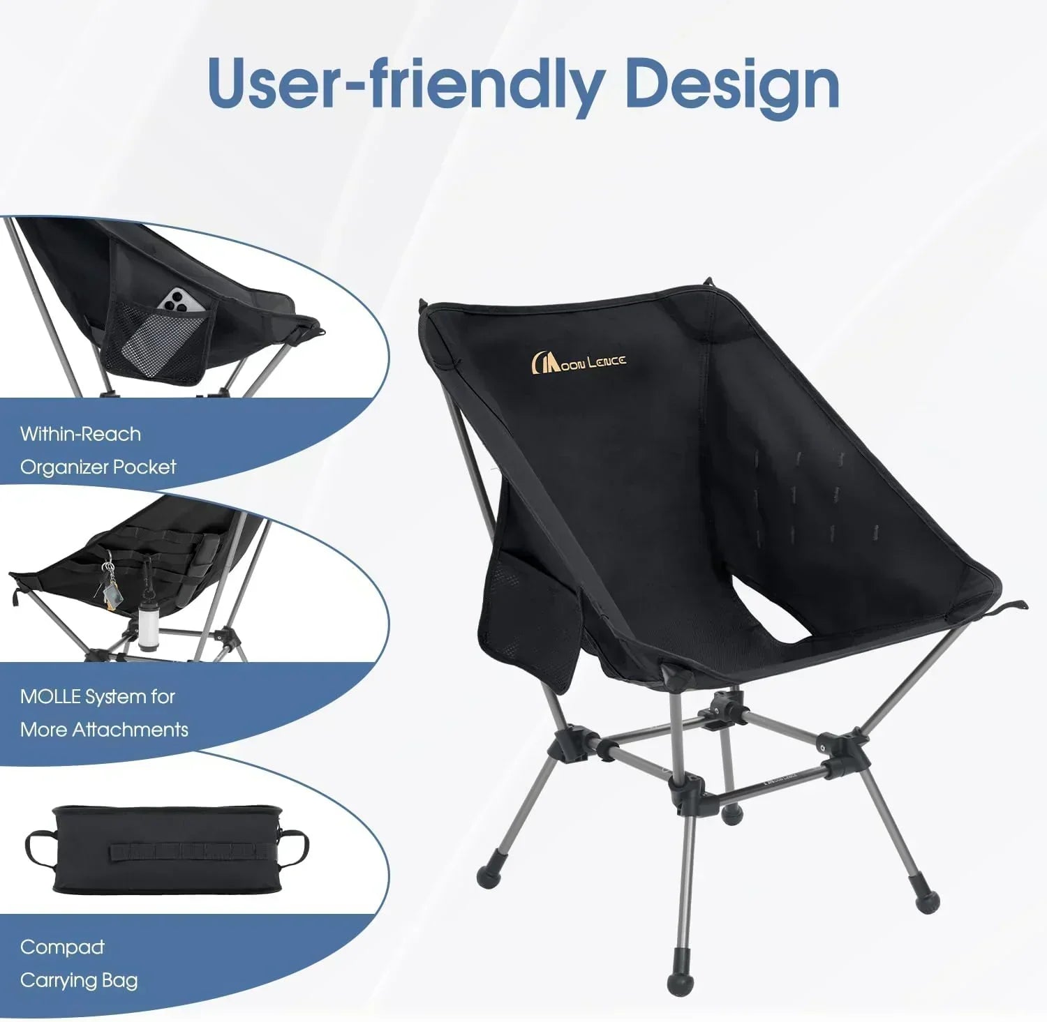 Portable Camping Chair Plus Folding Chair for Backpacking and Hiking wourant
