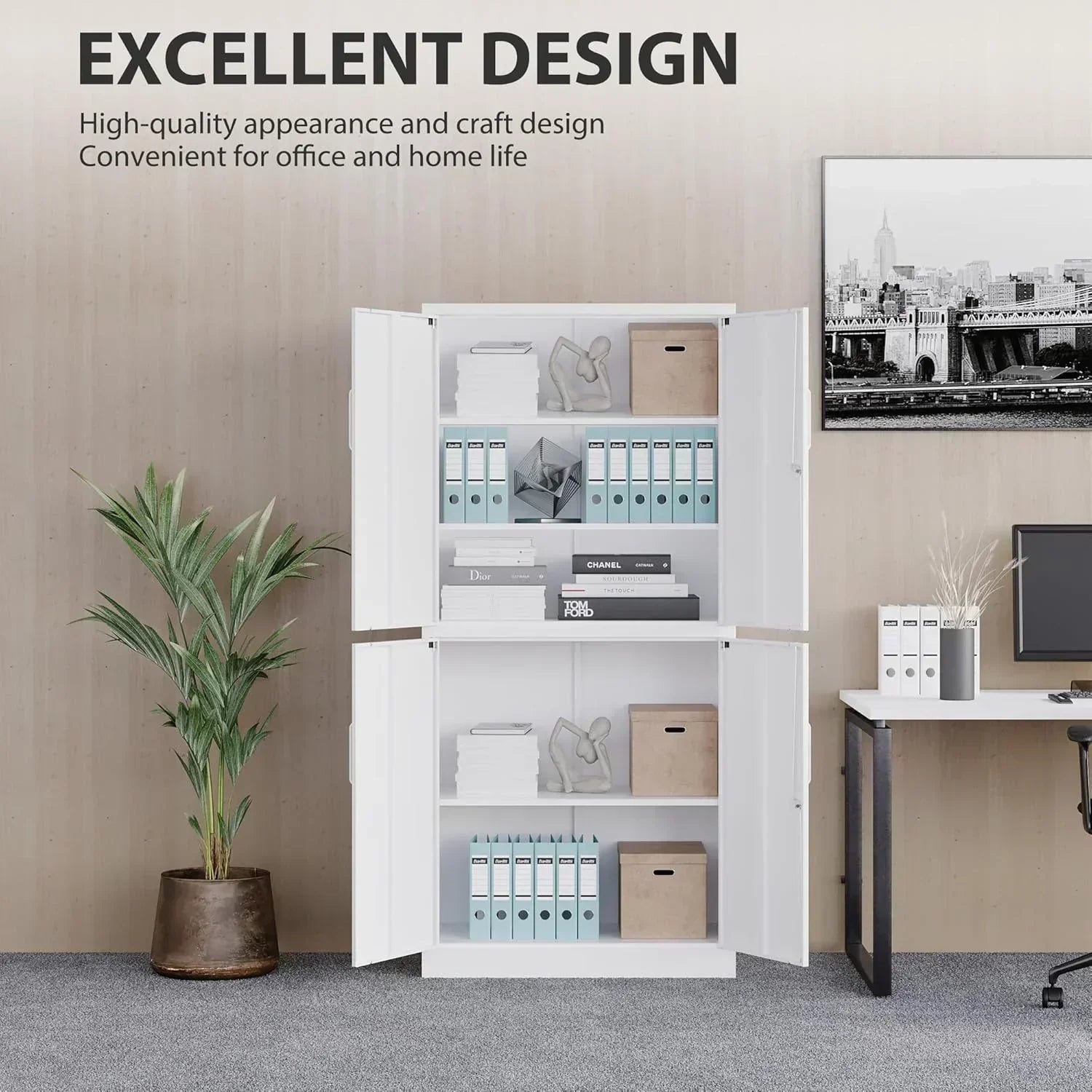 Metal Storage Cabinet with 2 Doors and 6 Shelves Black Metal Cabinet Garage Storage Cabinet wourant