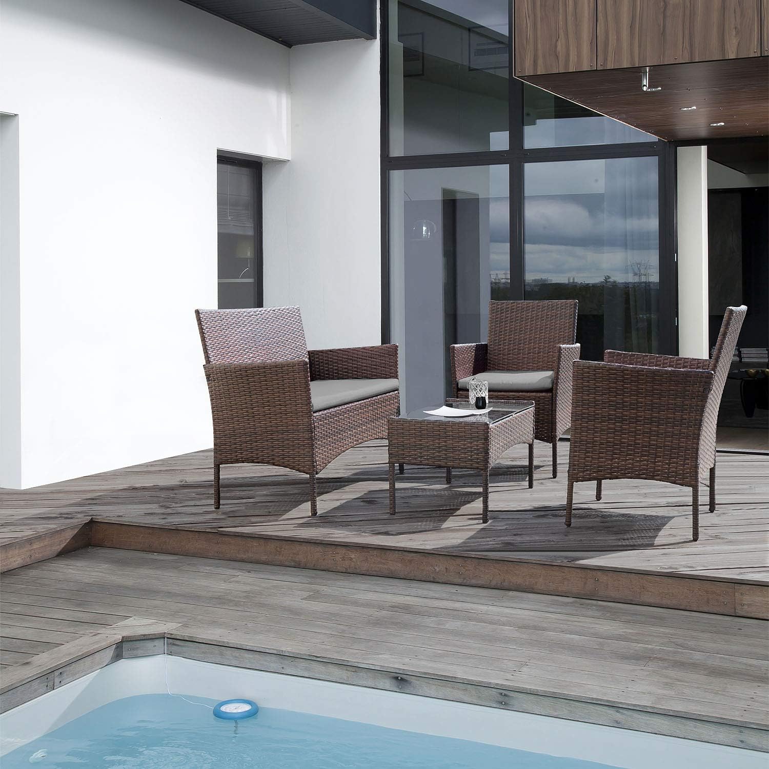 4 piece outdoor patio furniture set rattan chair wicker set wourant