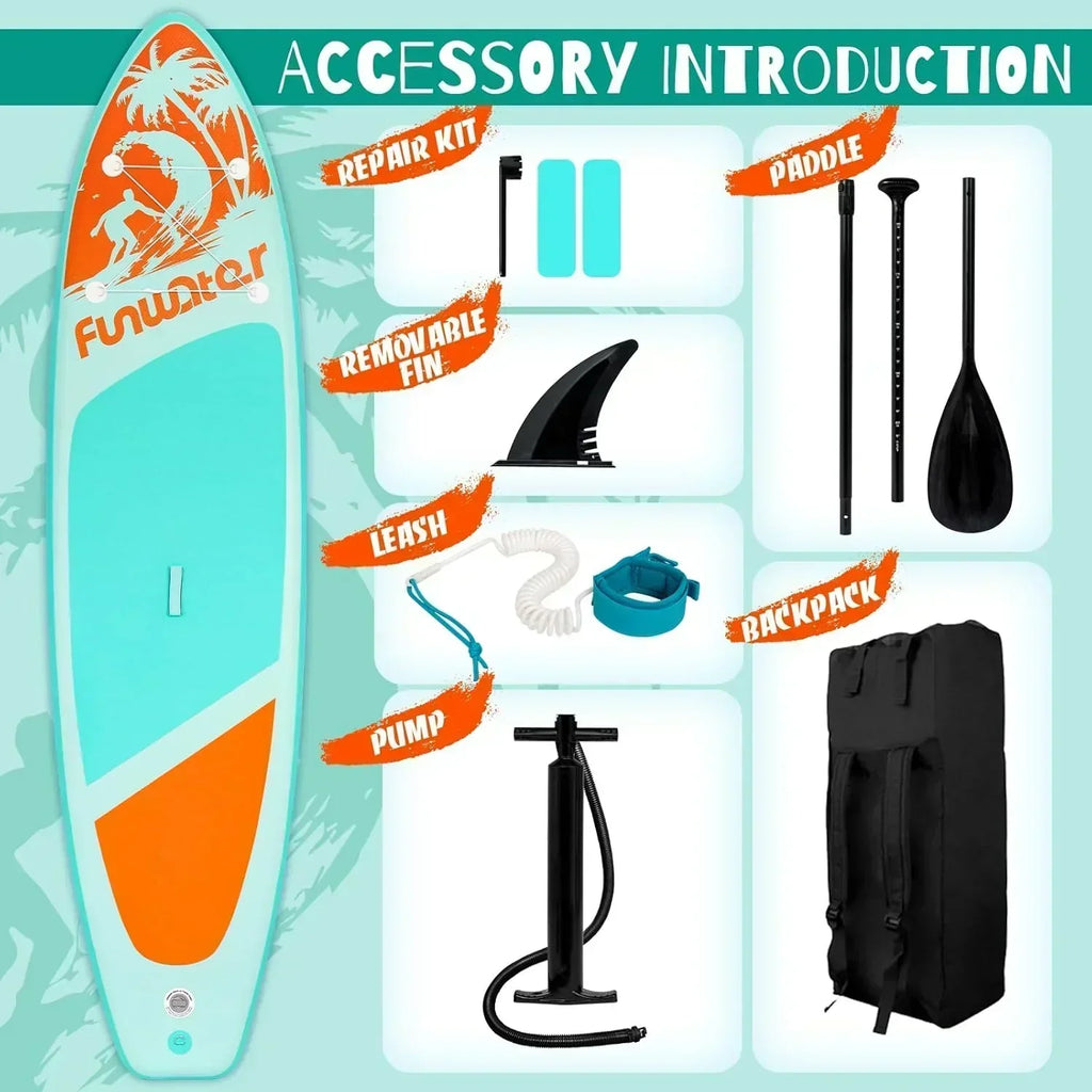 FunWater Inflatable Stand Up Paddle Board Premium SUP Paddle Accessories EVA Deck wourant