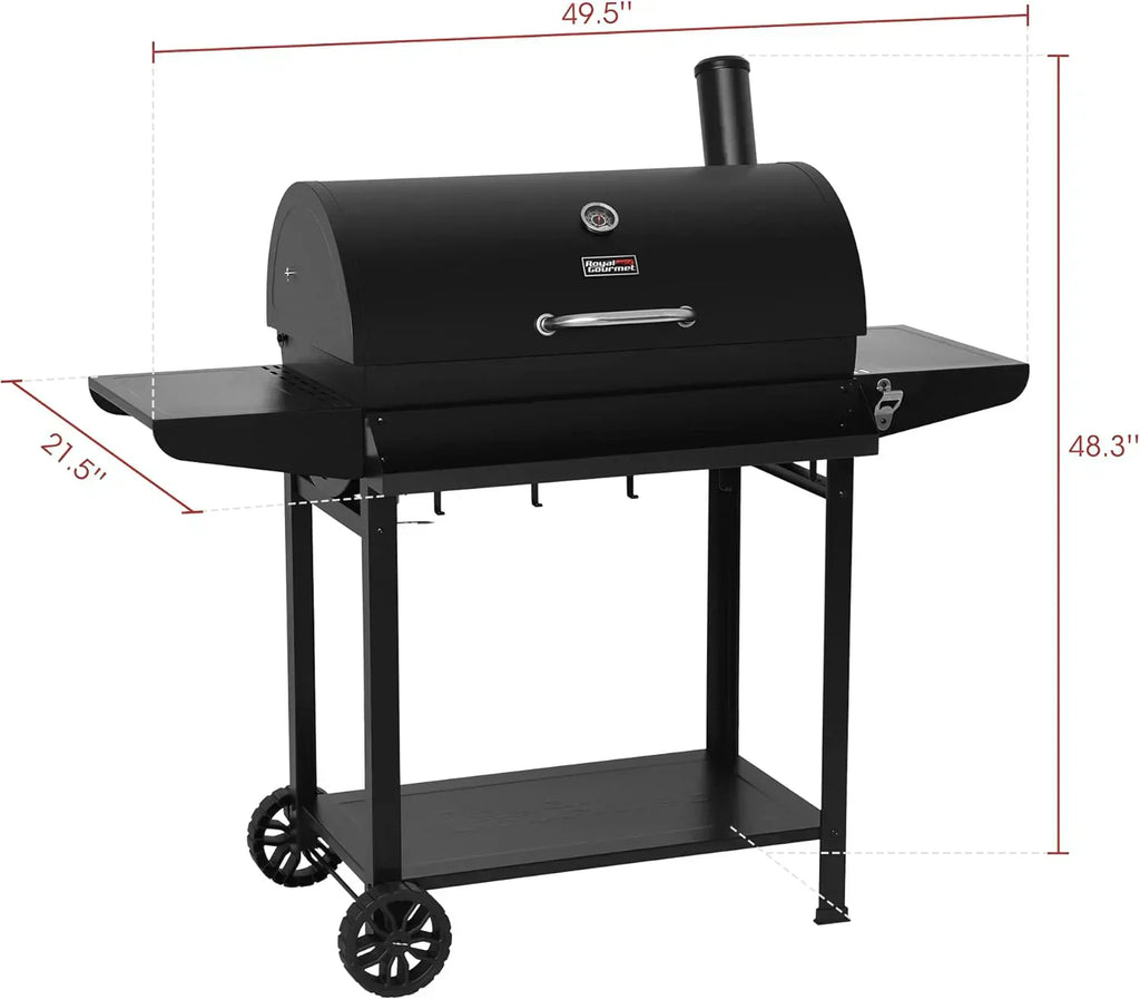 Royal Gourmet CC1830T 30-Inch Barrel Charcoal Grill Warming Rack Front Storage Basket BBQ Grill wourant