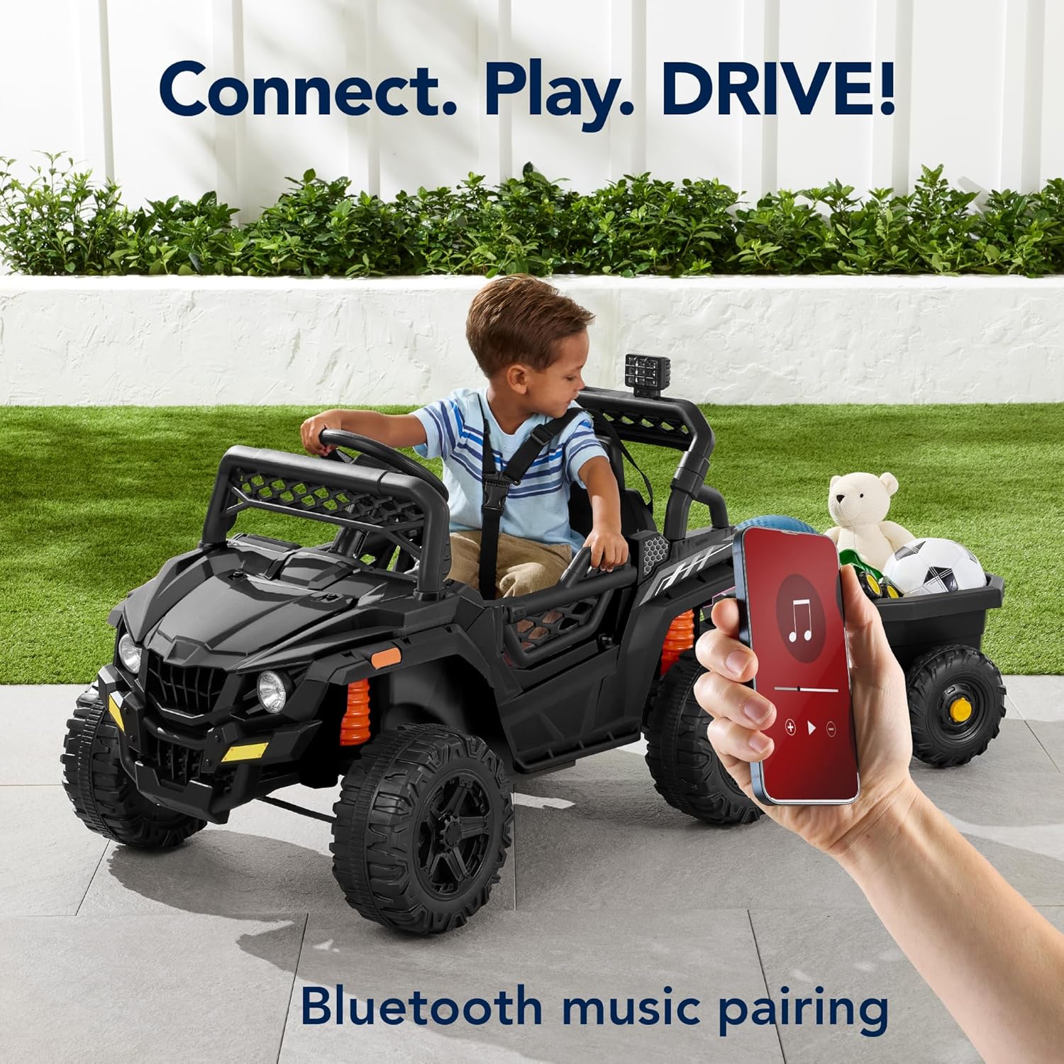 Children's black UTV electric children's car wourant