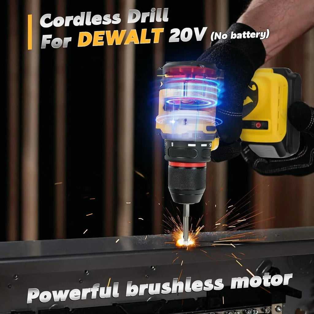 Cordless Drill Driver Compatible with Dewalt 20V Battery Brushless Two Speed zrendora