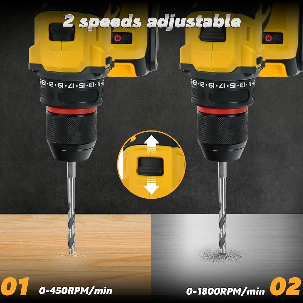 Cordless Drill Driver Compatible with Dewalt 20V Battery Brushless Two Speed zrendora