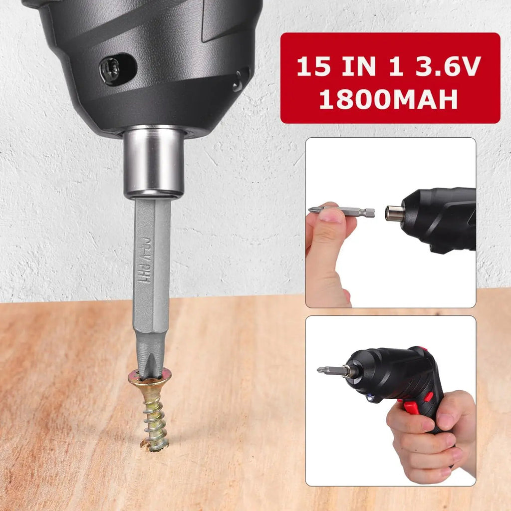 Cordless Rechargeable Screwdriver Set Compact Electric Drill with LED Light zrendora