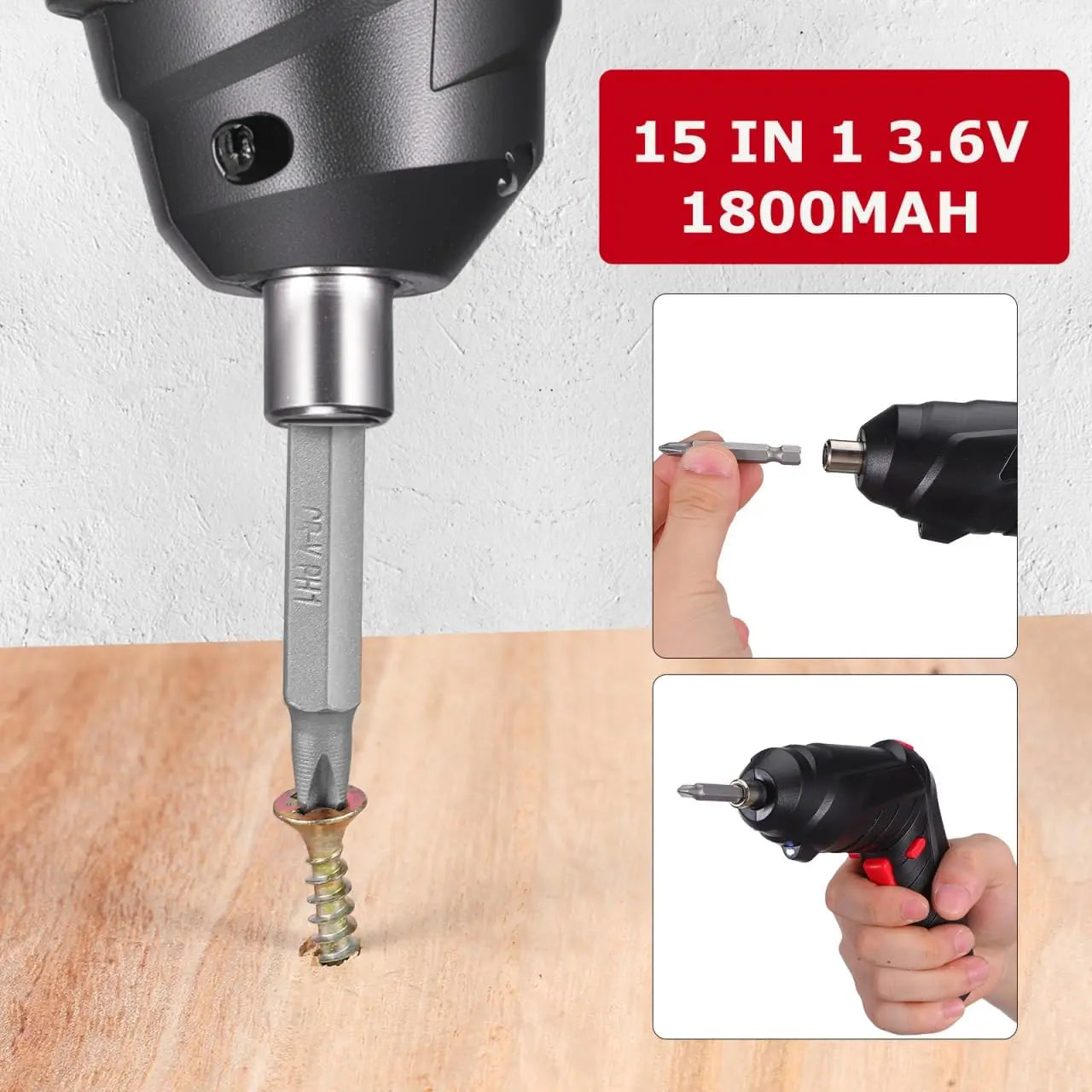 Cordless Rechargeable Screwdriver Set Compact Electric Drill with LED Light zrendora