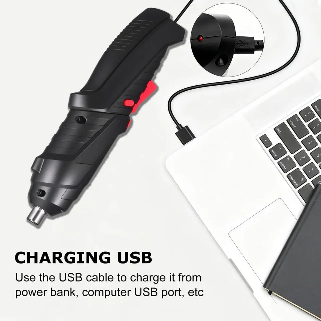 Cordless Rechargeable Screwdriver Set Compact Electric Drill with LED Light zrendora