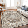 Washable Area Rug - Bedroom Living Room Large Indoor Rugs Soft Oriental Vintage Rugs Non-Slip Backing Stain Resistant wourant