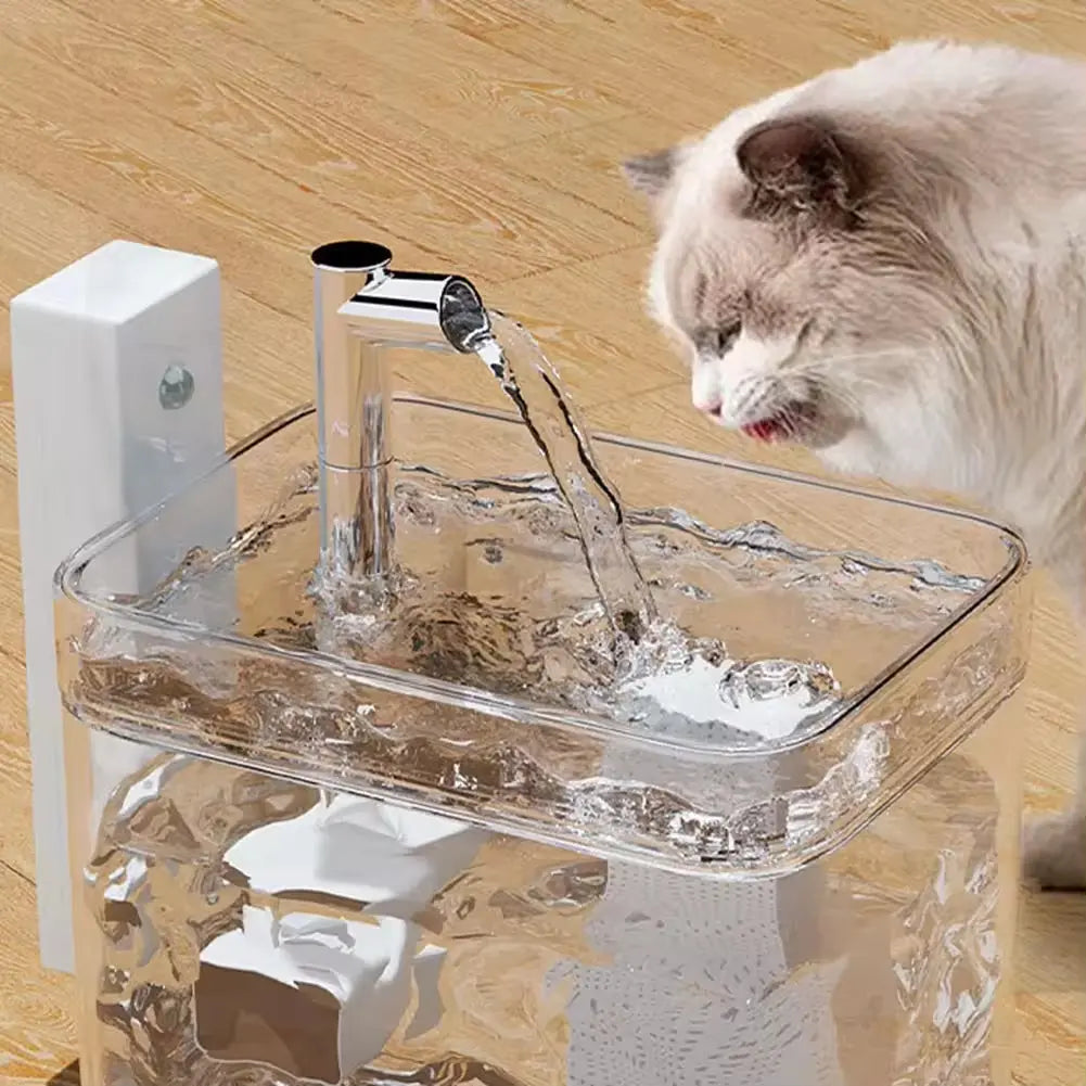 Wireless Pet Water Fountain 1.5L Rechargeable with Motion Sensor Filter and Quiet Pump for Cats and Small Dogs wourant