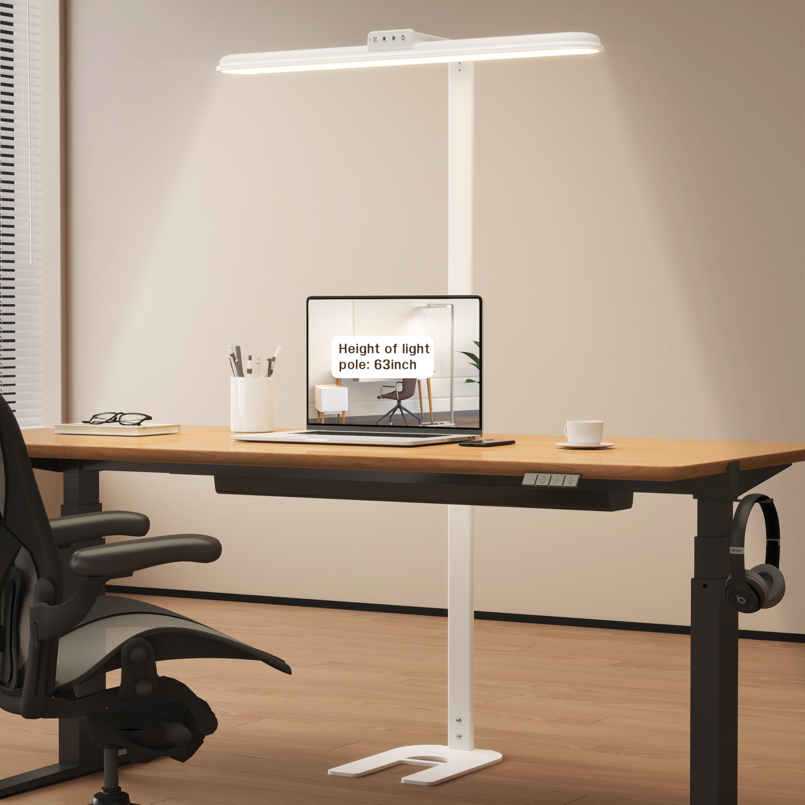 LED Desk Lamp for Home Office Double Head 24W Dimmable 5 Colors 5 Brightness Levels Gooseneck