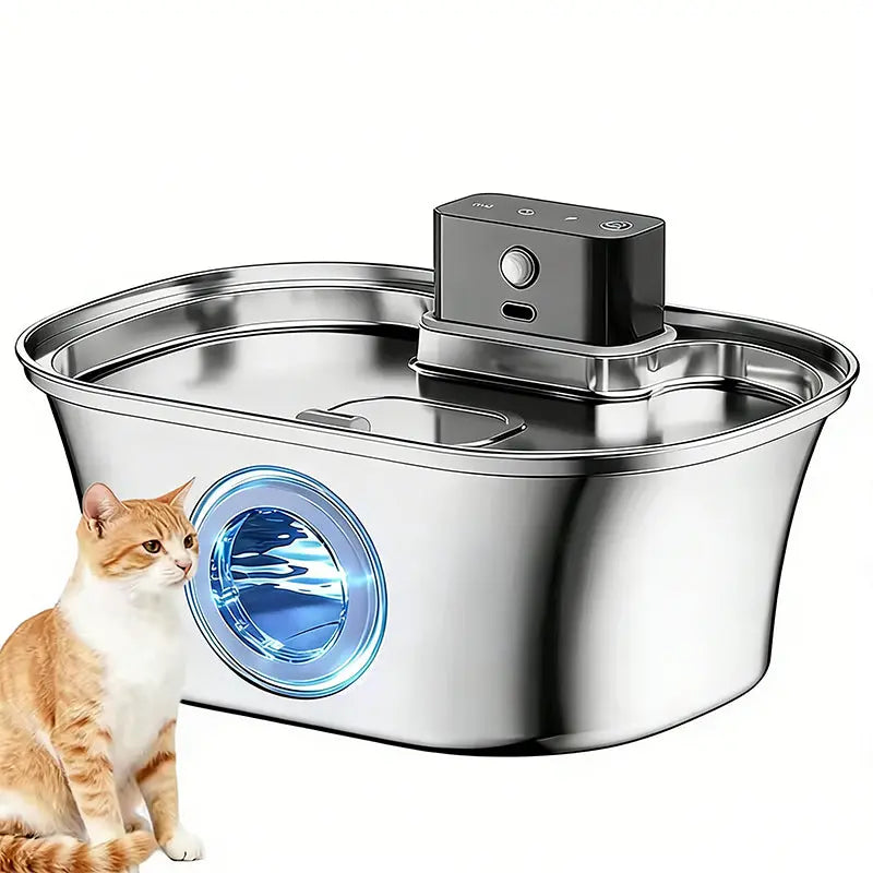 Wireless Cat Water Fountain 3.2L Rechargeable Battery with Motion Sensor Filter and Stainless Steel Bowl wourant