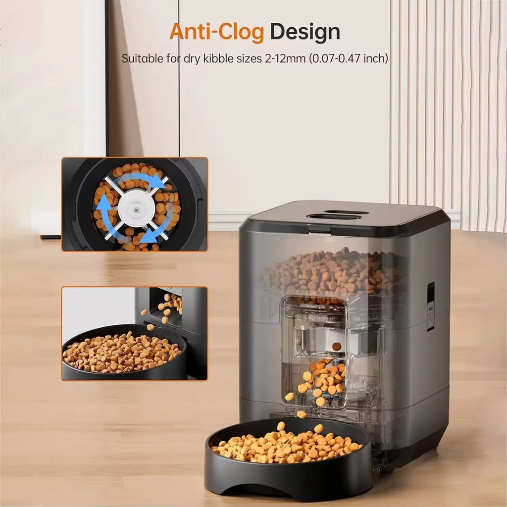 Automatic Cat Feeder 2L Timed Dry Food Dispenser with LCD Display and Slow Feed Mode for Cats and Small Dogs wourant