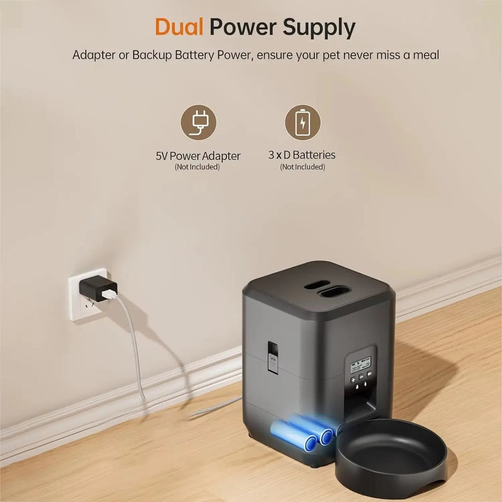 Automatic Cat Feeder 2L Timed Dry Food Dispenser with LCD Display and Slow Feed Mode for Cats and Small Dogs wourant