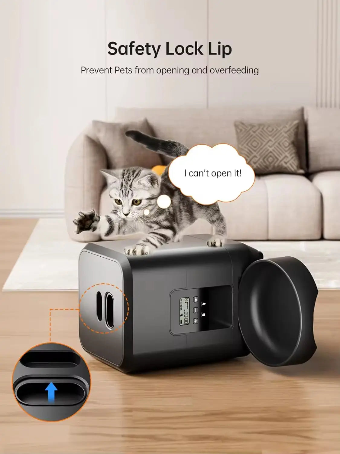Automatic Cat Feeder 2L Timed Dry Food Dispenser with LCD Display and Slow Feed Mode for Cats and Small Dogs wourant