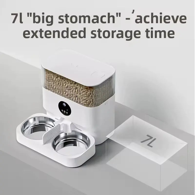 Automatic Pet Feeder with Camera and Double Stainless Steel Bowls Timed WiFi App Control for Two Cats or Dogs wourant