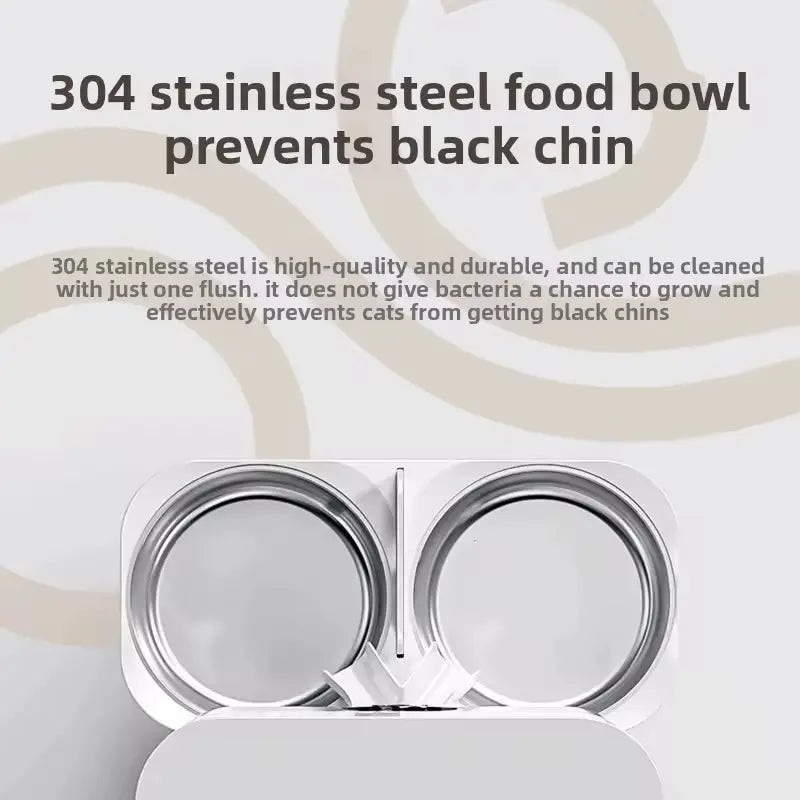 Automatic Pet Feeder with Camera and Double Stainless Steel Bowls Timed WiFi App Control for Two Cats or Dogs wourant
